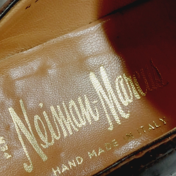 Neiman Marcus Brown Leather Wingtip Brogue Lace Up Oxford Shoe - Picture 9 of 12